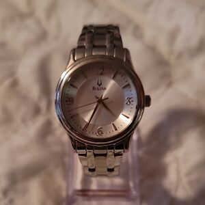 Bulova Ladies Watch 30mm Quartz Silver Dial Stainless Steel Band 96L005